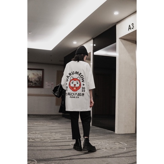 Áo thun nam nữ thiết kế form rộng unisex cotton tay ngắn in hình thần tài DARUMEOW phong cách Nhật Bản ZUNE.ZX
