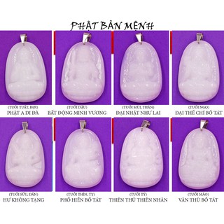 Mặt dây chuyền 8 Vị Phật Bản Mệnh 12 Con Giáp đá trắng 3.6cm, 5cm - Tặng kèm móc inox