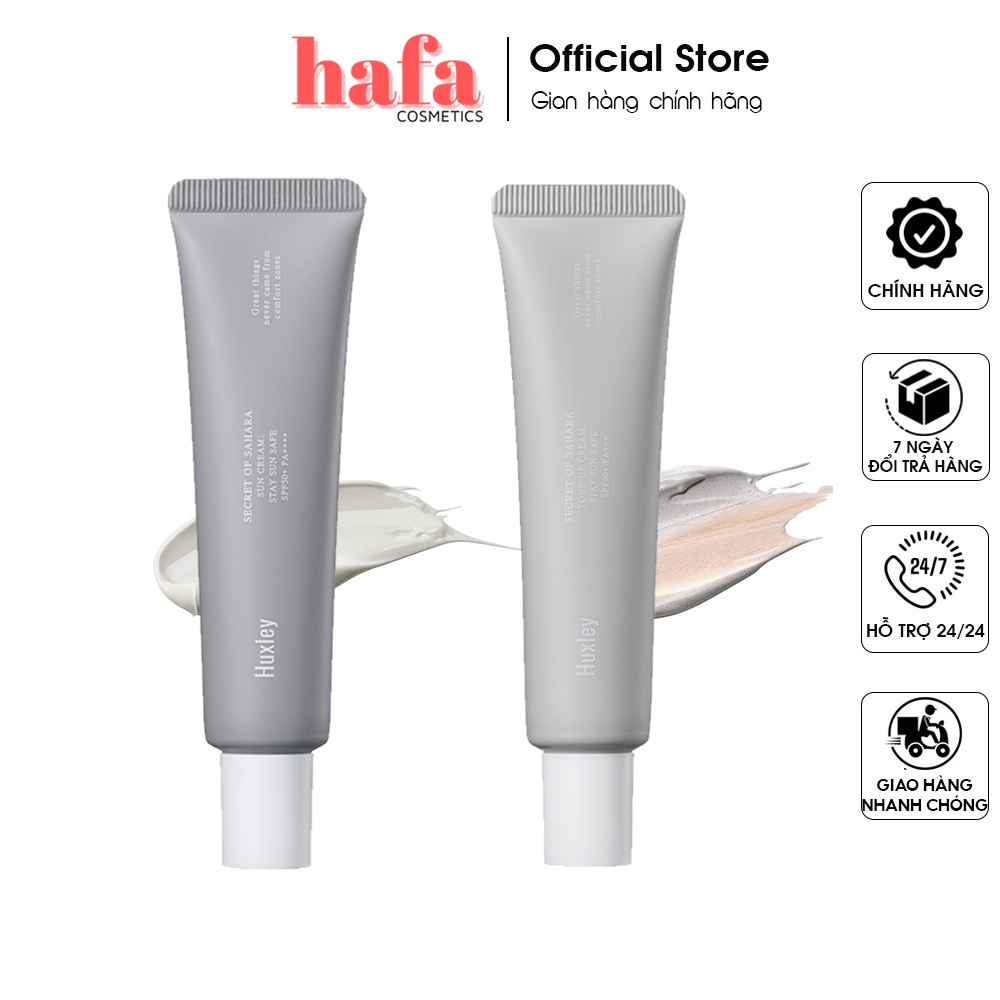 Kem chống nắng Huxley Sun Cream; Stay Sun Safe SPF50+ PA+++ _ Kem chống nắng dịu nhẹ, không bết dính _ Huxley Chính Hãng