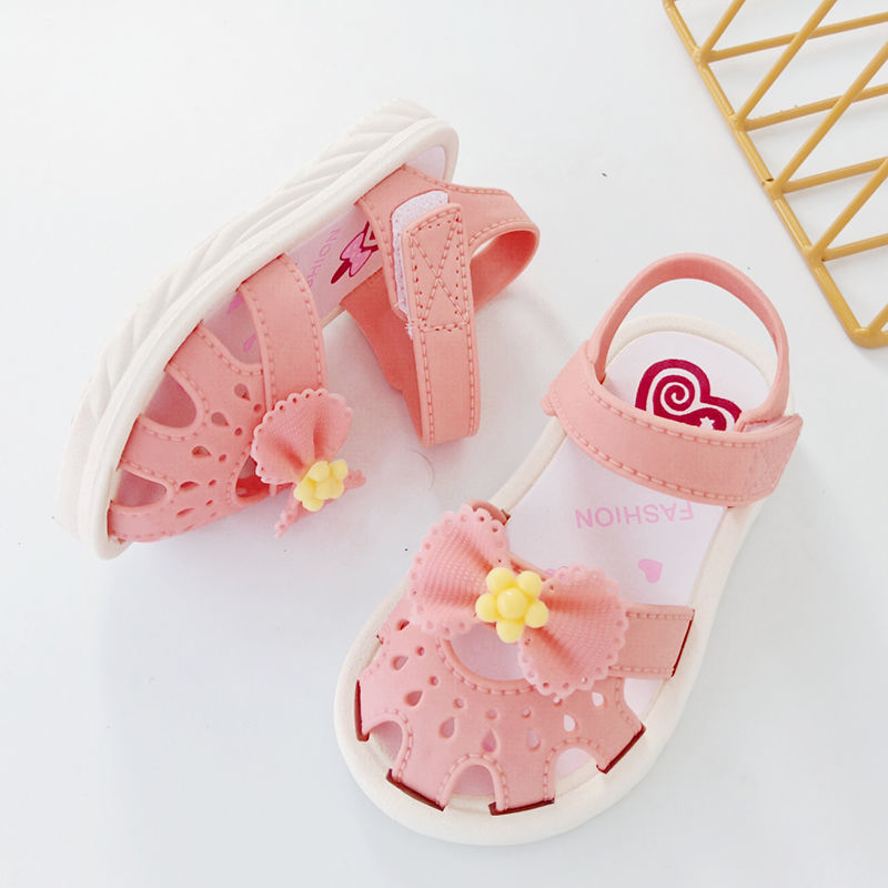 【Nghe được】Cô gái sandals công chúa mềm mềm chống trượt, ảo thuật dán nơ hoa hoạt hình dép PAPAYA