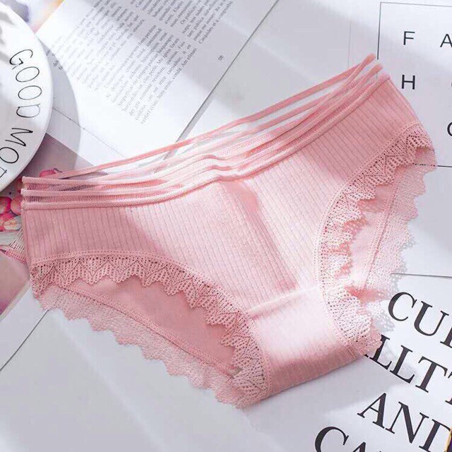 Quần Lót Nữ Cotton LYMIA Chất Gân Tăm Viền Ren Siêu Đẹp xuất Nhật QL02