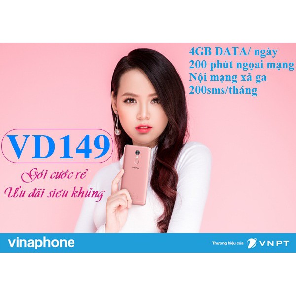 SIM 4G Vinaphone DATA SIÊU KHỦNG 120GB/Tháng