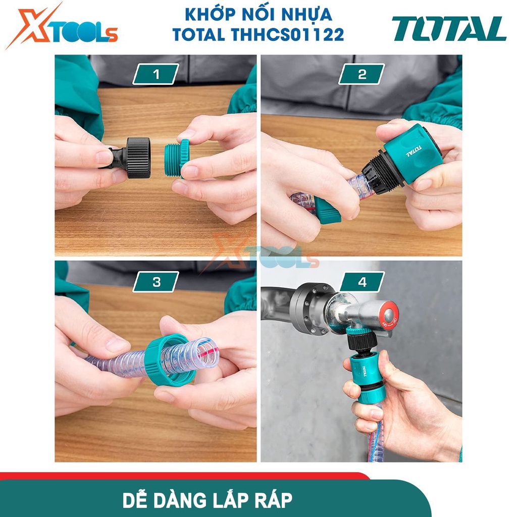 Khớp nối ống nước TOTAL THHCS01122, khớp nối kích thước 1/2 inch 24g, chất liệu: ABS, PP, POM [CHÍNH HÃNG][XTOOLS]