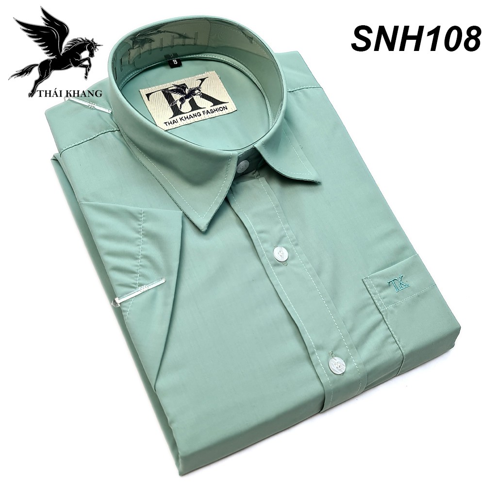 áo sơ mi trắng nam tay ngắn trung niên cotton mịn hàng siêu đẹp loại áo sơ mi nam có túi Thái Khang AHOP11