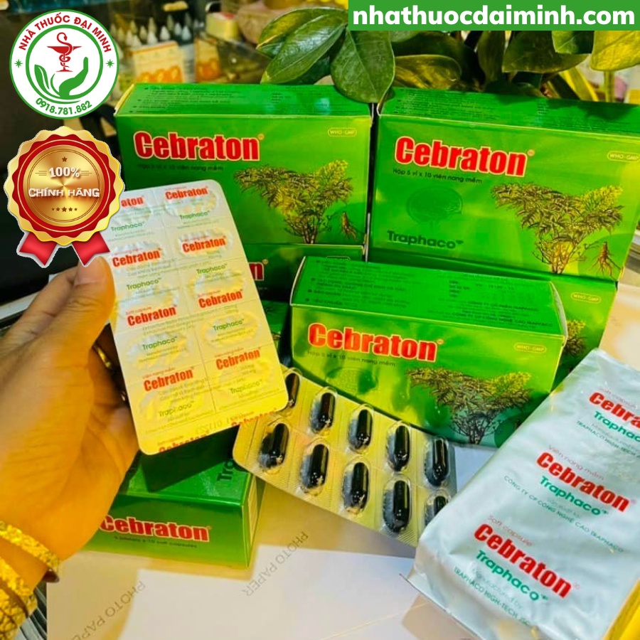 Hoạt Huyết Dưỡng Não Cebraton Traphaco Hộp 50 Viên - Tăng Cường Tuần Hoàn Máu Não, Giảm Đau Đầu, Hoa Mắt, Chóng Mặt