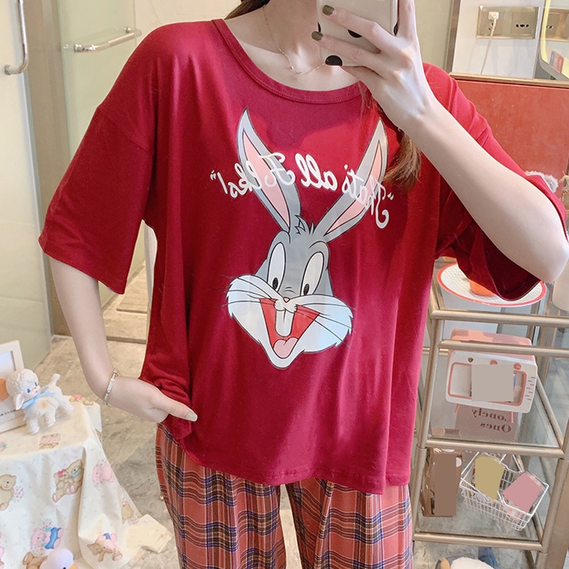 Set Đồ Ngủ In Họa Tiết Hoạt Hình Dễ Thương Cho Nữ