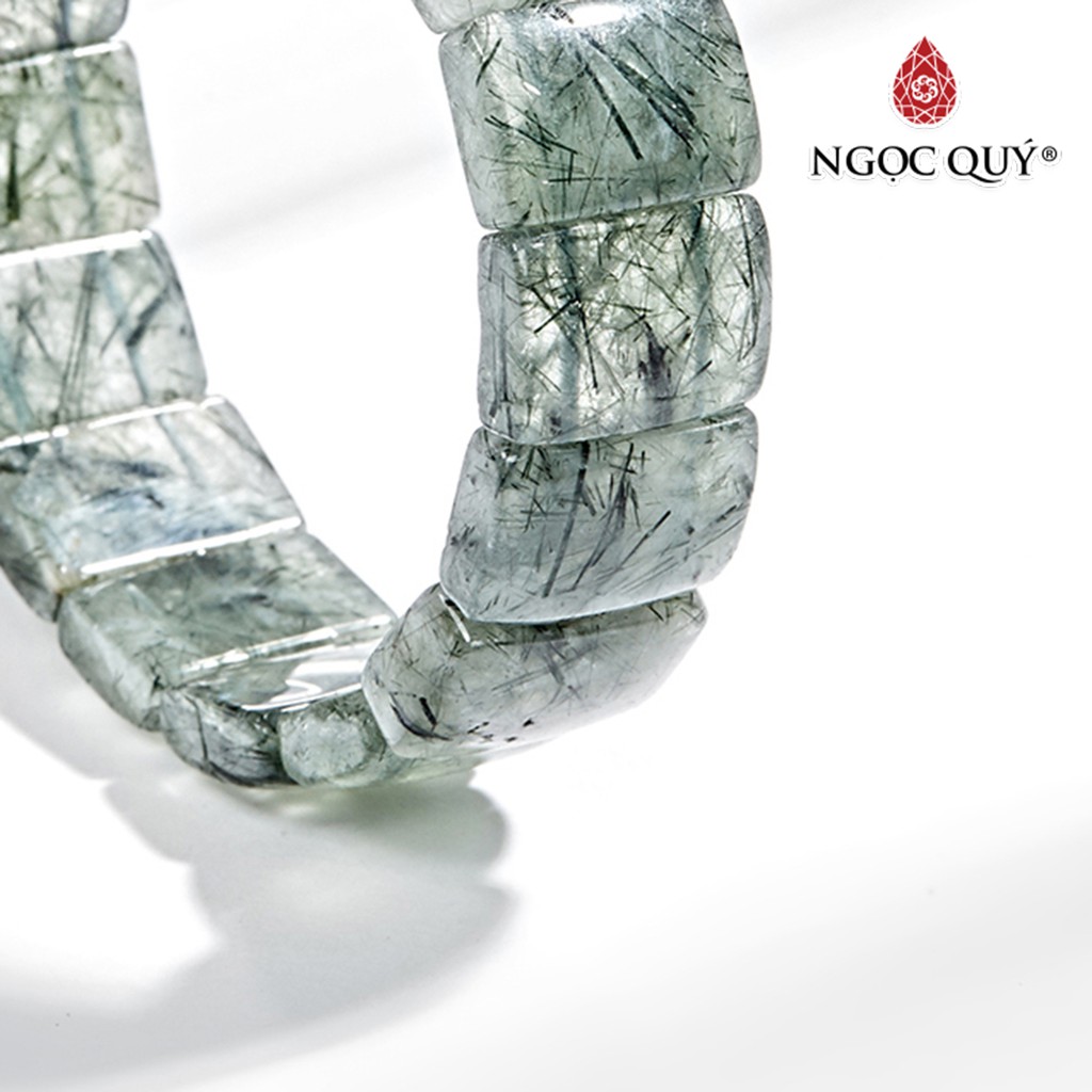 Vòng tay TA tóc xanh phối charm bạc 10x14m - Ngọc QúY