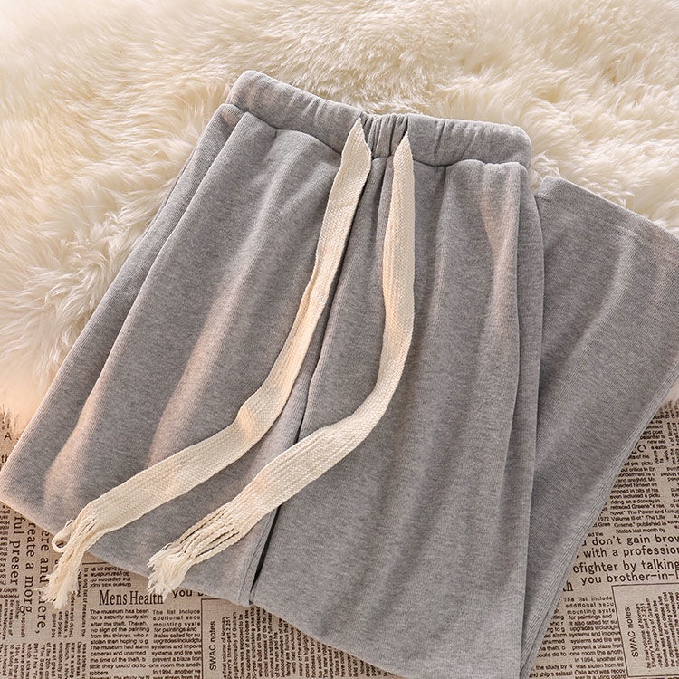 Jiashucheng Quần Dài Lưng Cao Ống Rộng Phối Dây Rút Phong Cách Hàn Quốc Thời Trang Cho Nữ