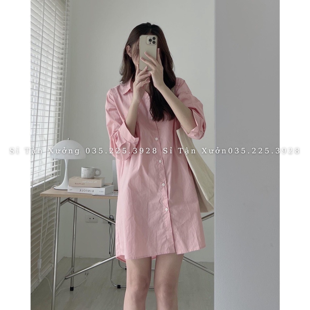 Váy sơ mi dài tay nhiều màu hàng thiết kế siêu xinh sơ mi dài tay nhiều màu 5919