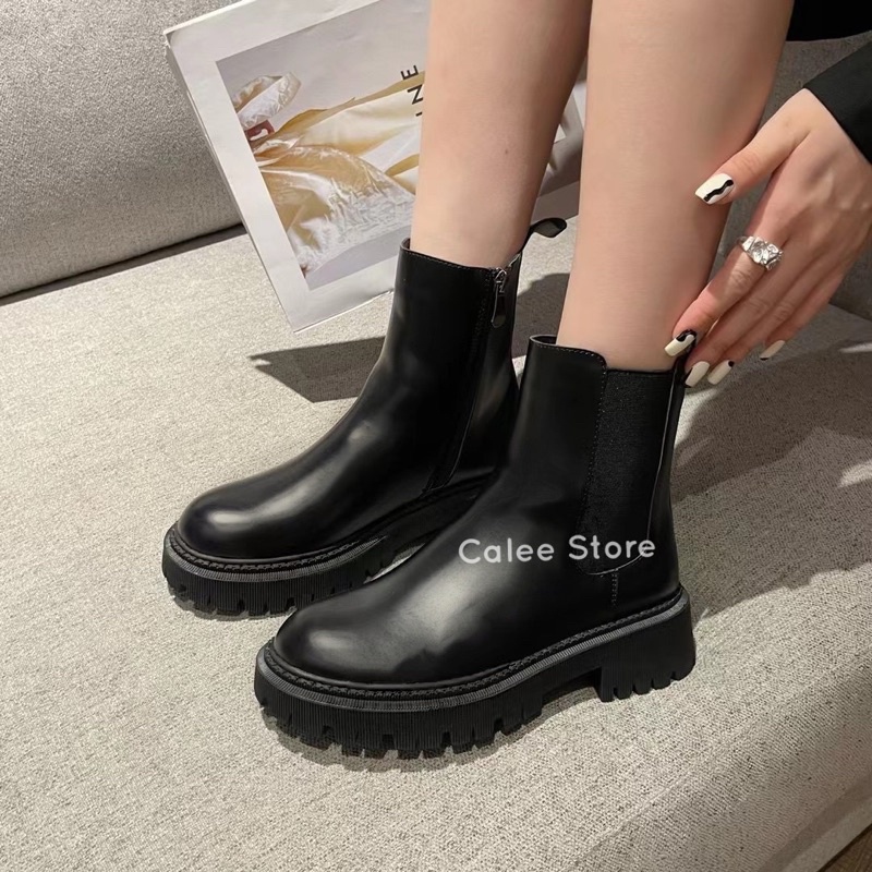 SIÊU PHẨM TẾT 2022 Giày Chelsea boots nữ bốt combat có khoá kéo da mềm cao cấp màu đe  có sẵn freeship ảnh thật video | BigBuy360 - bigbuy360.vn