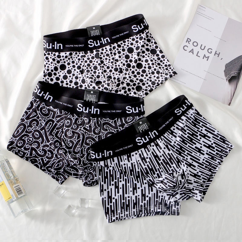 Quần Lót Boxer Lụa Lạnh Siêu Mỏng Lưng Vừa Thoáng Khí Dành Cho Nam