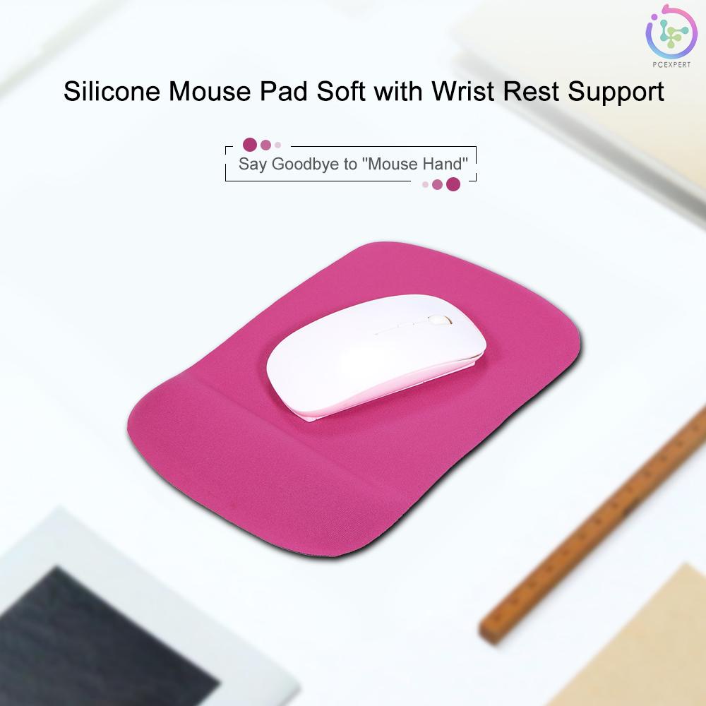 Silicone Mouse Pad Soft Gel Mouse Mat with Wrist Rest Support Comfort Mousepad for PC Laptop(Rose Red)