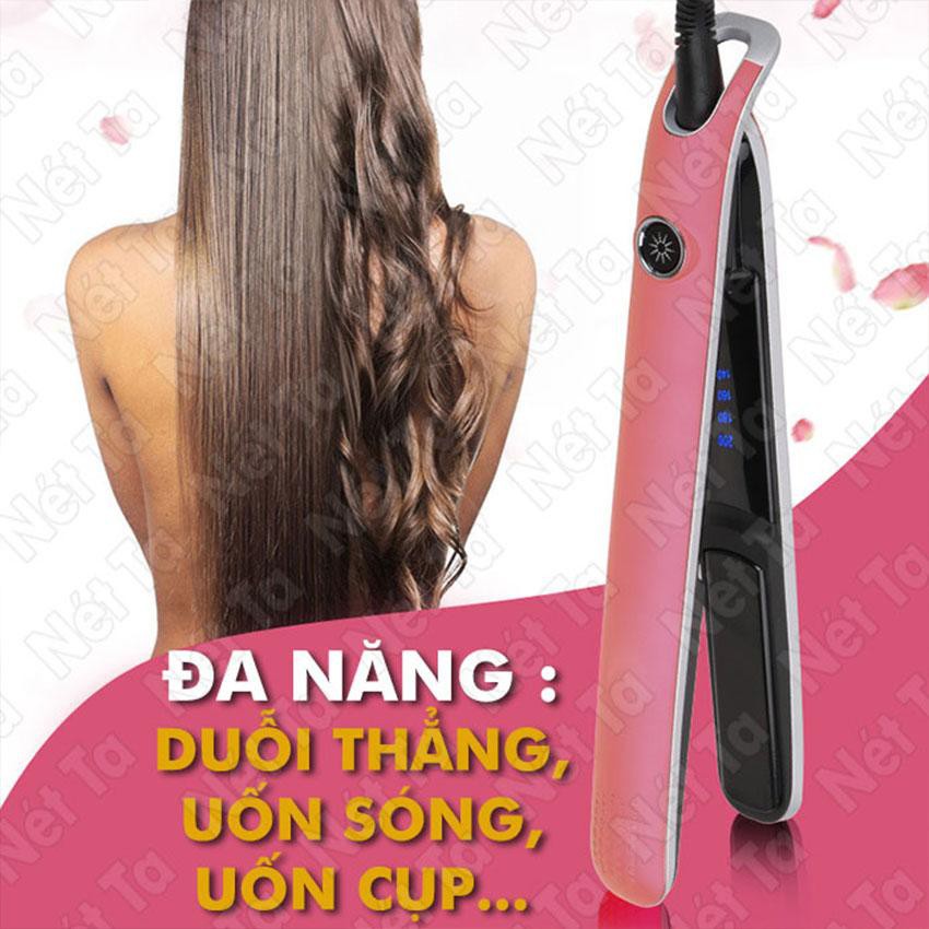 Máy duỗi tóc điều chỉnh nhiệt Kemei KM-2203 chuyên nghiệp có thể dùng để uốn lọn, cụp, là thẳng Nét Ta bảo hành