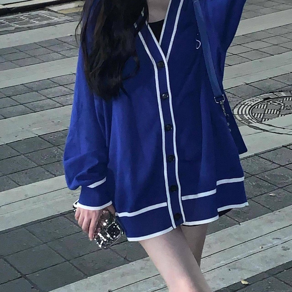 Áo Khoác Cardigan Dệt Kim Mỏng Dáng Rộng Thời Trang Thu Đông Phong Cách Retro