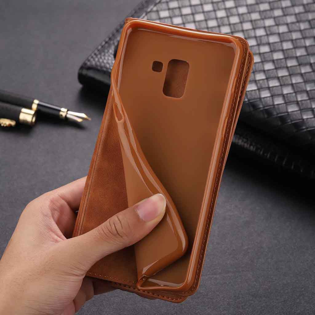 Bao da nắp gập kèm ví bảo vệ điện thoại Samsung Galaxy A6+ A7 A8+ A9 A6 A6s A8+ A8s | BigBuy360 - bigbuy360.vn