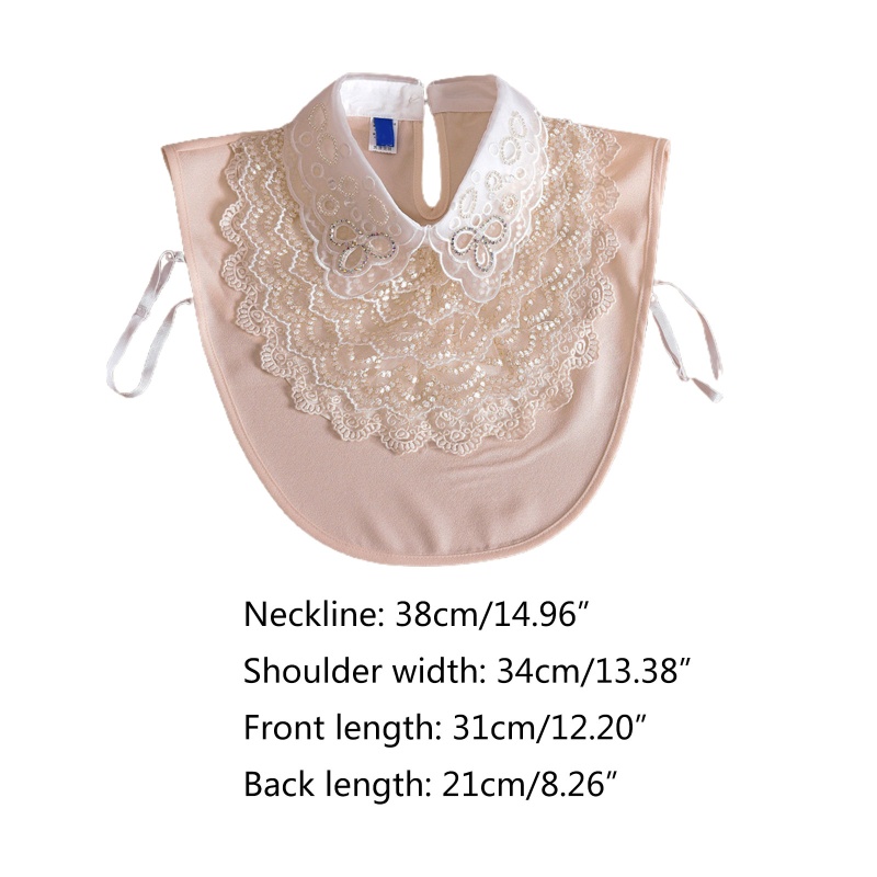 Cổ Áo Sơ Mi Giả Nhiều Lớp Phối Ren Hoa Đính Đá Tháo Rời Được Phong Cách Hàn Quốc Dành Cho Nữ