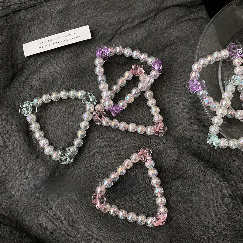 Dây buộc tóc đính hạt pha lê hình gấu dễ thương cho nữ