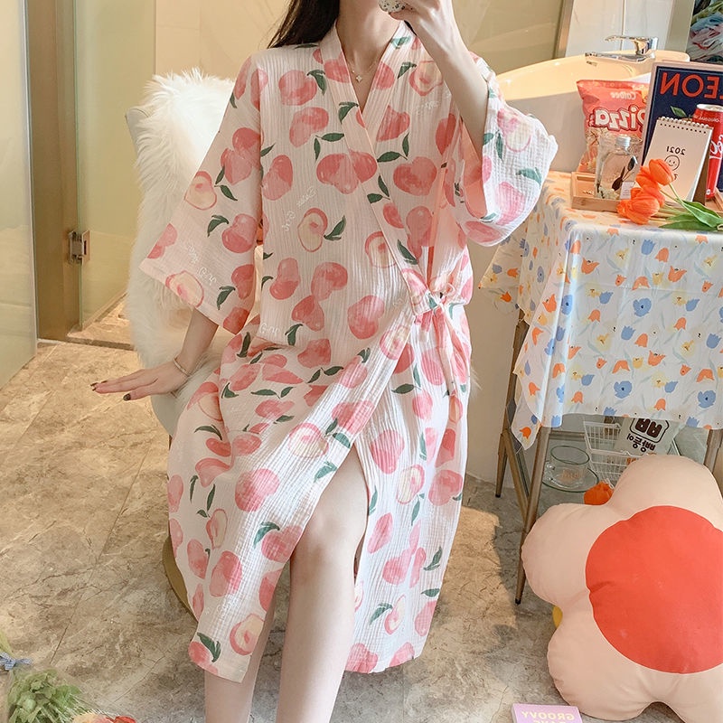 Áo choàng ngủ kiểu Kimono chất liệu Cotton mỏng dành cho nữ | WebRaoVat - webraovat.net.vn