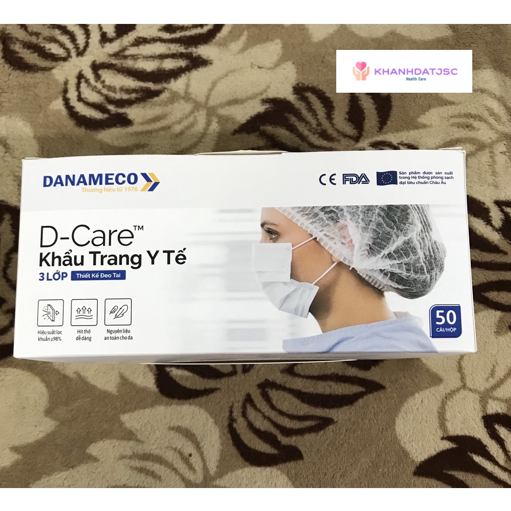 Khẩu trang y tế 3 lớp Danameco D-Care ( màu xanh)