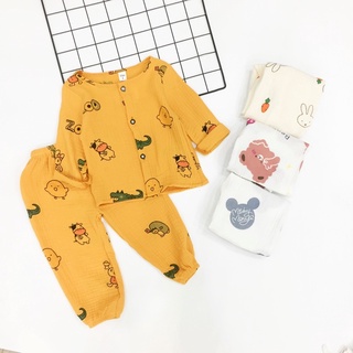 [Mới]Bộ xô muslin dài tay cho bé - bộ xô xinh cho bé trai bé gái.