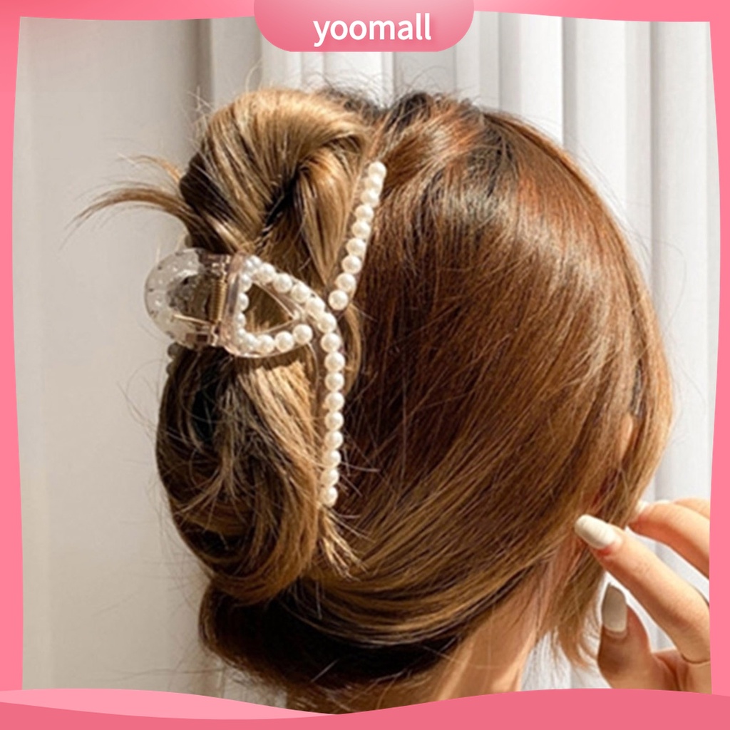 Yomall♡ Kẹp Tóc Càng Cua Đính Ngọc Trai Giả Kích Thước Lớn Cho Nữ