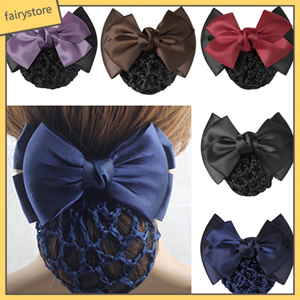 Kẹp lưới búi tóc đính nơ thời trang nữ tính