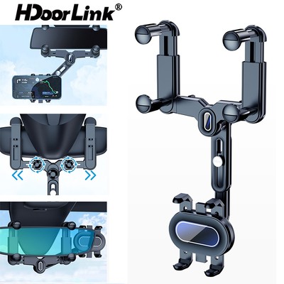 Giá đỡ điện thoại gắn kính chiếu hậu ô tô HDOORLINK đa năng có thể xoay 360 độ và thu gọn tiện dụng