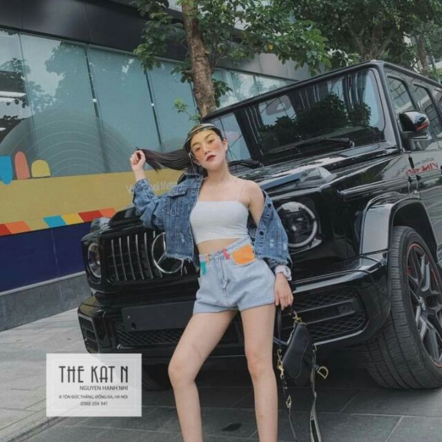 Áo khoác lửng rách gấu