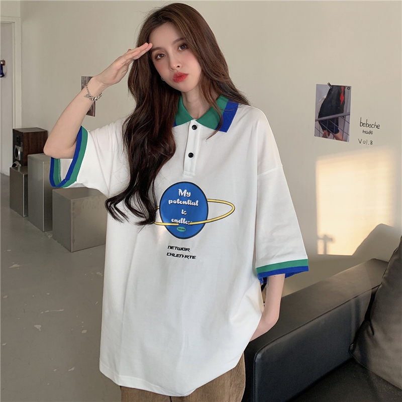Áo Thun Tay Ngắn Hoạ Tiết Không Gian Phong Cách Ulzzang