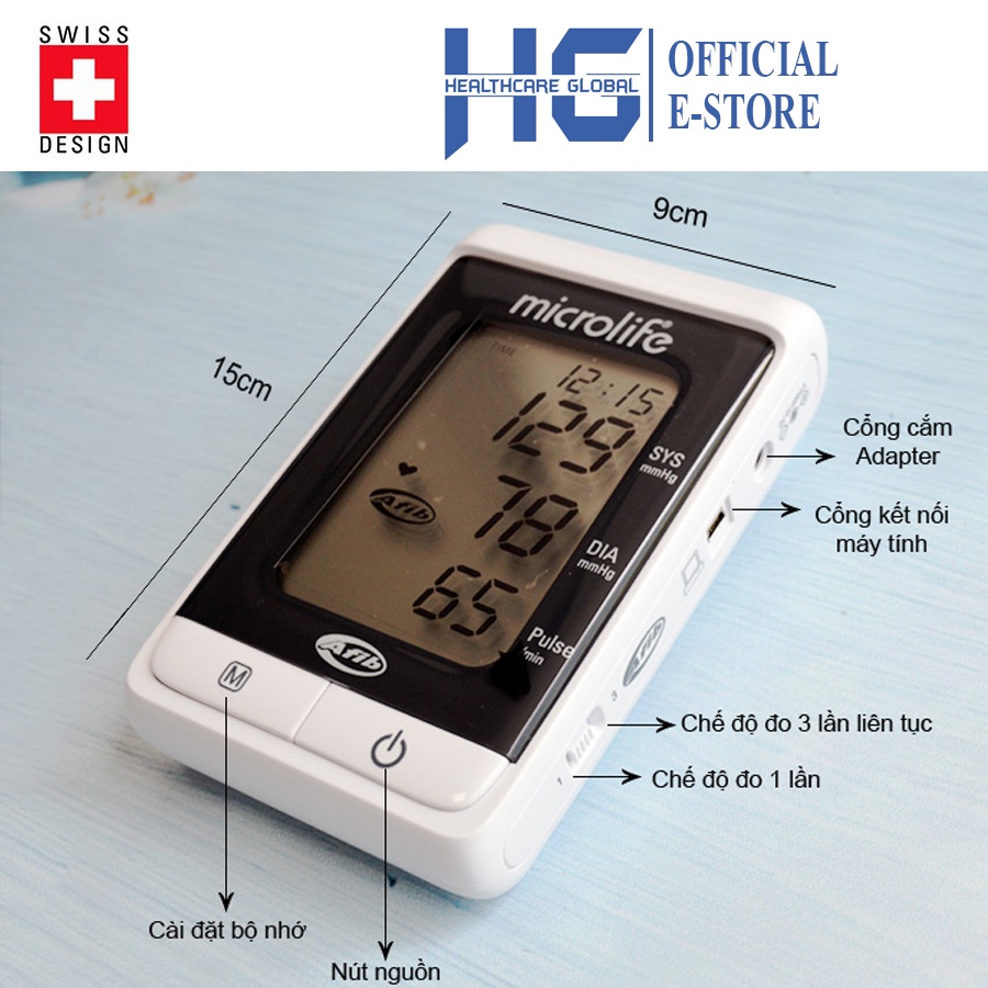 Máy Đo Huyết Áp Bắp Tay Microlife BP A200 | Công Nghệ Afib - Kết Nối Với Máy Tính