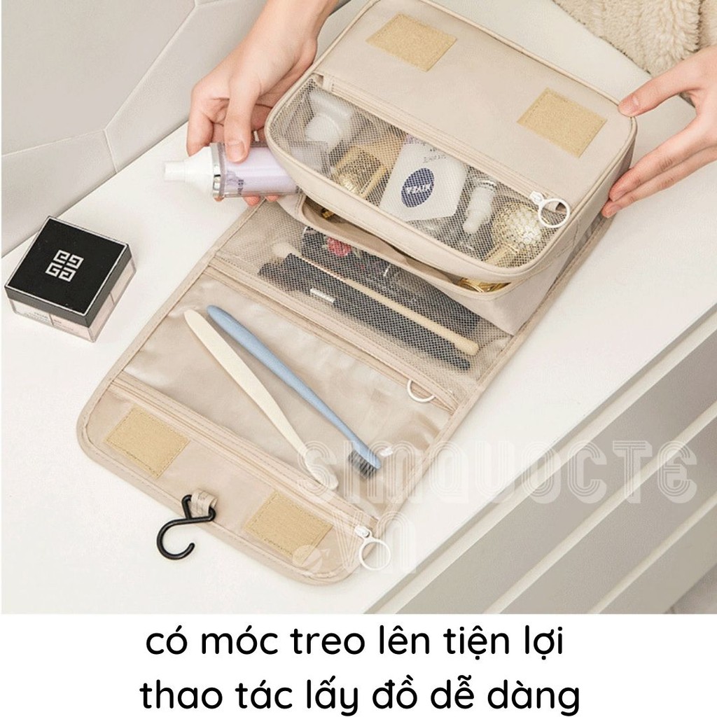 Túi Đựng Mỹ Phẩm Có Móc Treo Dung Tích Lớn, Túi Đựng Cọ Trang Điểm Di Dộng, Chống Thấm Nước Đa Năng Có Tay Xách Ra Ngoài