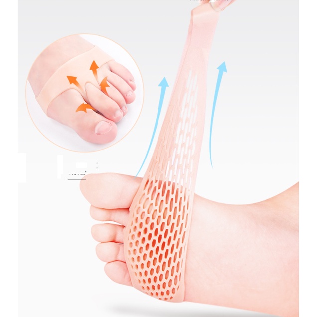 Set 2 Lót giày silicon đệm êm bàn chân trước, cao su tổ ong mềm và thoáng khí khogiasi247