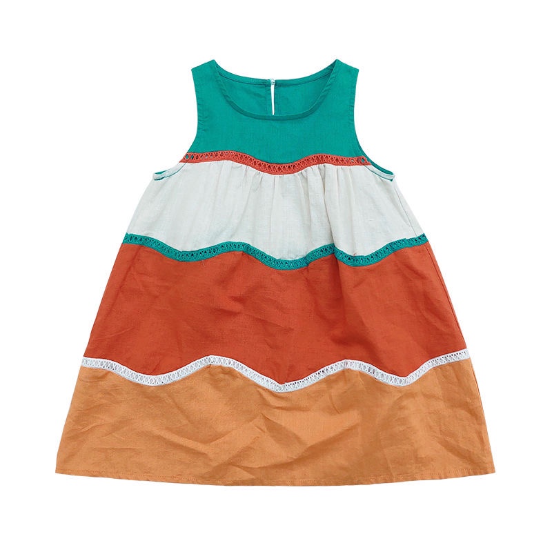 Váy xoè sát nách phối nhiều màu nhiều tầng cho bé gái (Cao 100-150cm, nặng 14-40kg) N00880