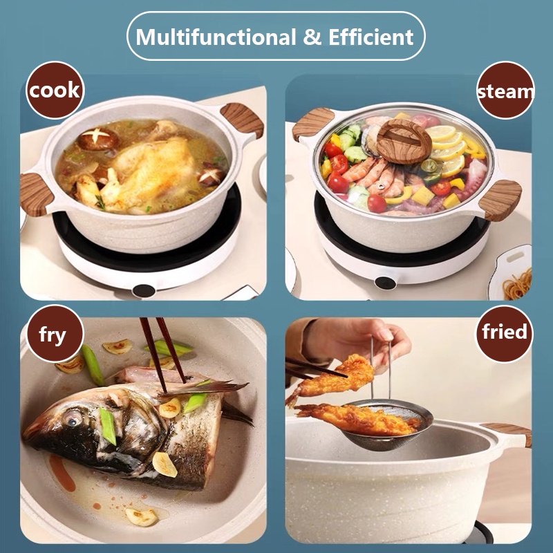 Nồi lẩu JEETEE chống dính sử dụng được trên bếp từ cảm ứng 20/ 24/ 28cm tiện lợi