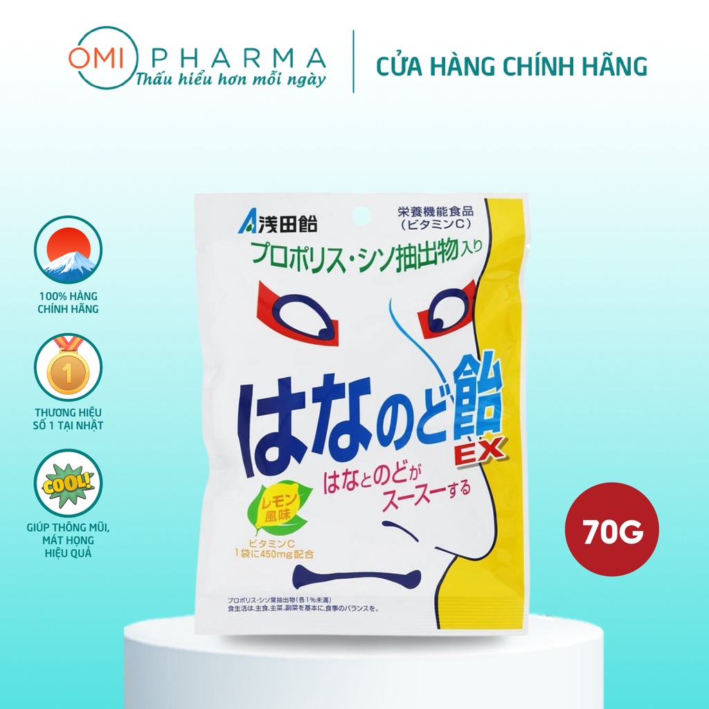 Kẹo Ngậm Thông Mũi, Mát Họng Vị Chanh Asadaame S Select Nhật Bản (70g)
