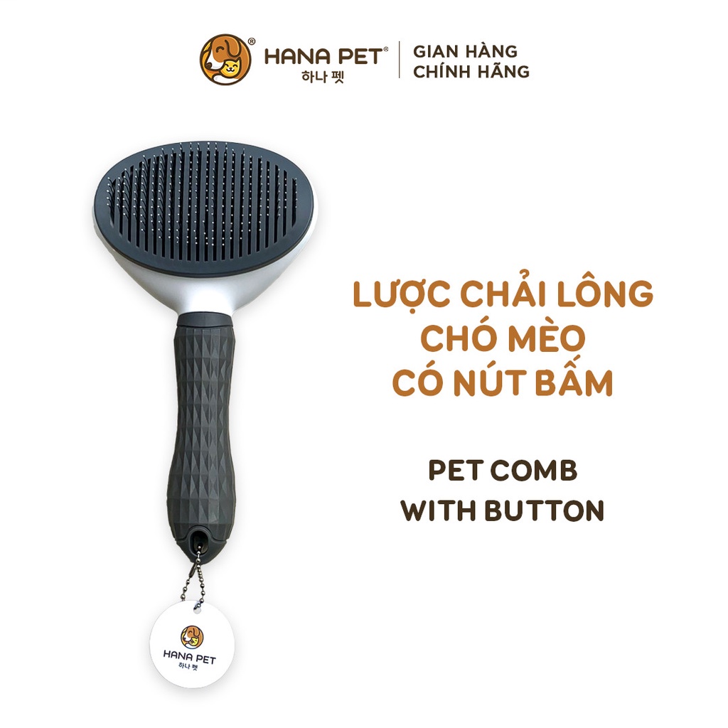 Lược chải lông cho chó mèo có nút bấm nhả lông tiện dụng - Hana Pet Việt Nam