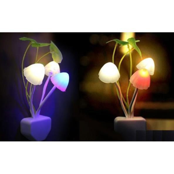 [GIÁ SỈ ⚡] Đèn Ngủ 3 Cây Nấm Tự Động Phát Sáng Khi Trời Tối