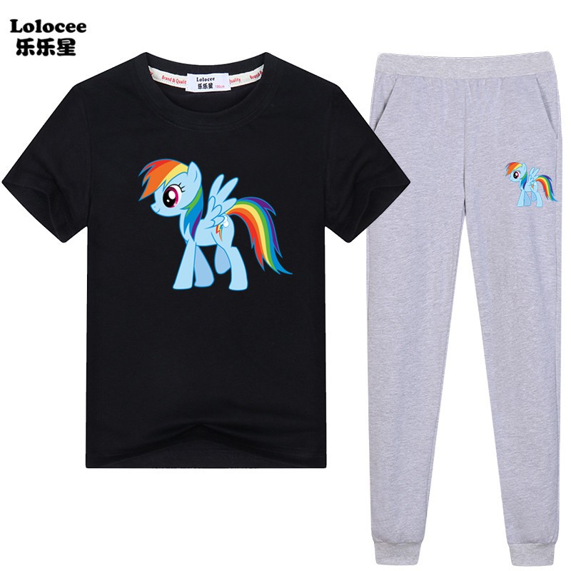 MY LITTLE PONY Bộ Đồ Gồm 2 Món Áo Thun In Hình Ngựa Con Và Quần Dành Cho Bé Gái 3-14 Tuổi