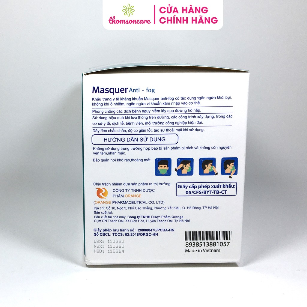 Khẩu trang y tế 4 lớp màu xanh kháng khuẩn hộp 50 cái lọc bụi, dùng một lần | BigBuy360 - bigbuy360.vn