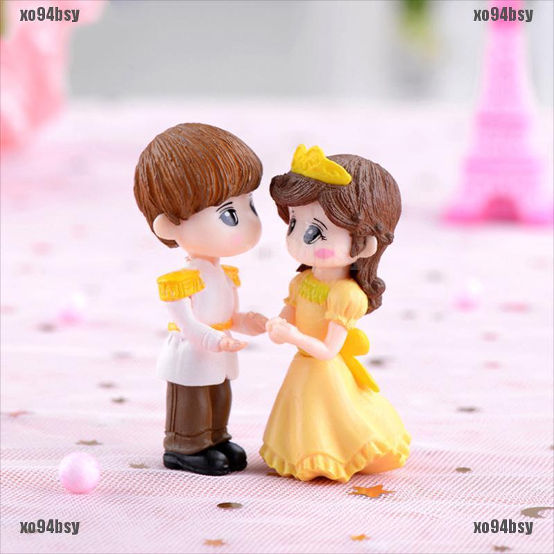 [xo94bsy]1set Prince Princess Couple DIY Mini Miniature Figurine Garden Micro La