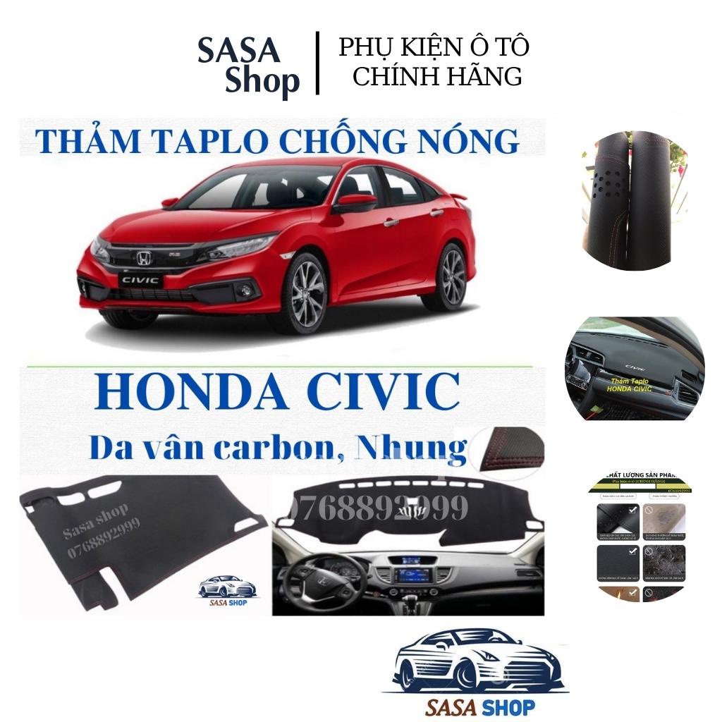 Honda Civic, thảm taplo da vân carbon chống nóng, taplo da các bon, cacbon