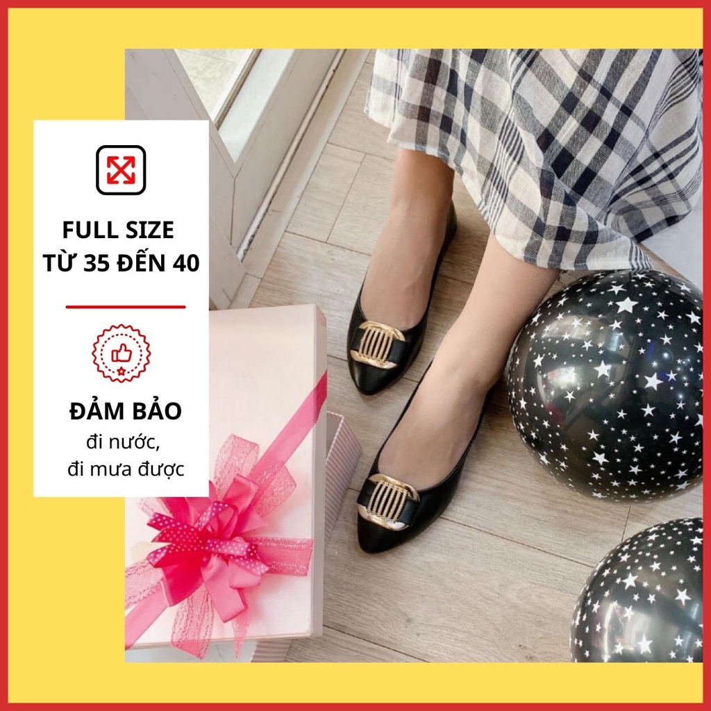 Giày Búp Bê Đế Bệt Nữ Bít Mũi Giày Mũi Nhọn Big Size Hoàng Thanh DN76