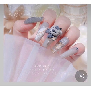 Charm gấu bột đính móng trang trí