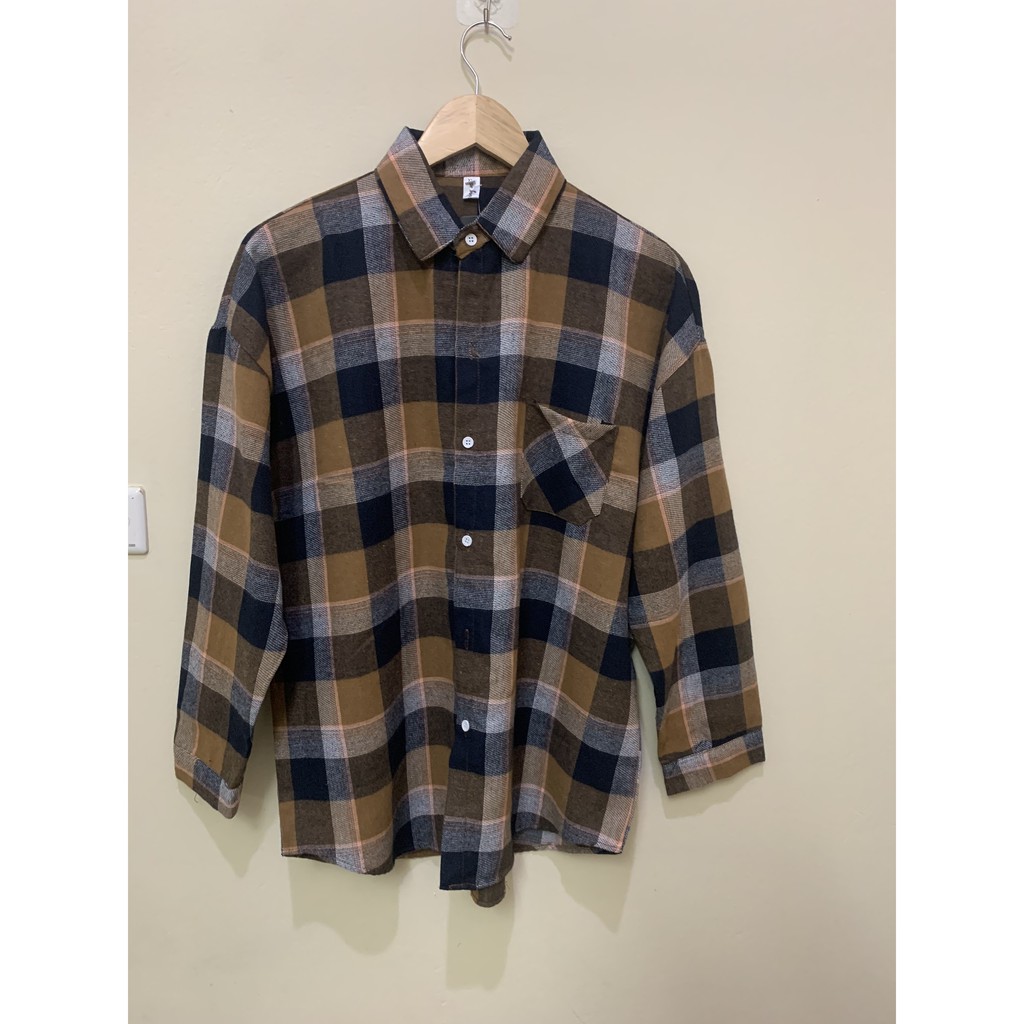 Áo sơ mi caro flanel tay dài dáng rộng unisex phong cách ulzzang siêu hot | BigBuy360 - bigbuy360.vn