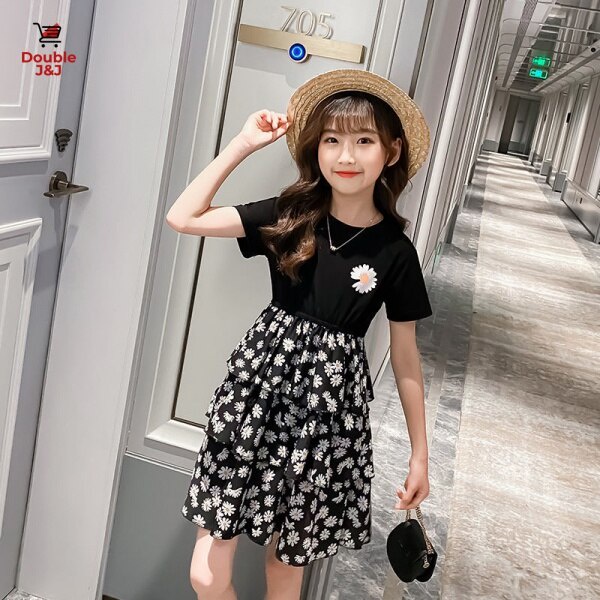 Đầm Bé Gái In Hoa Hướng Dương Cỡ Vừa Và Lớn 2021