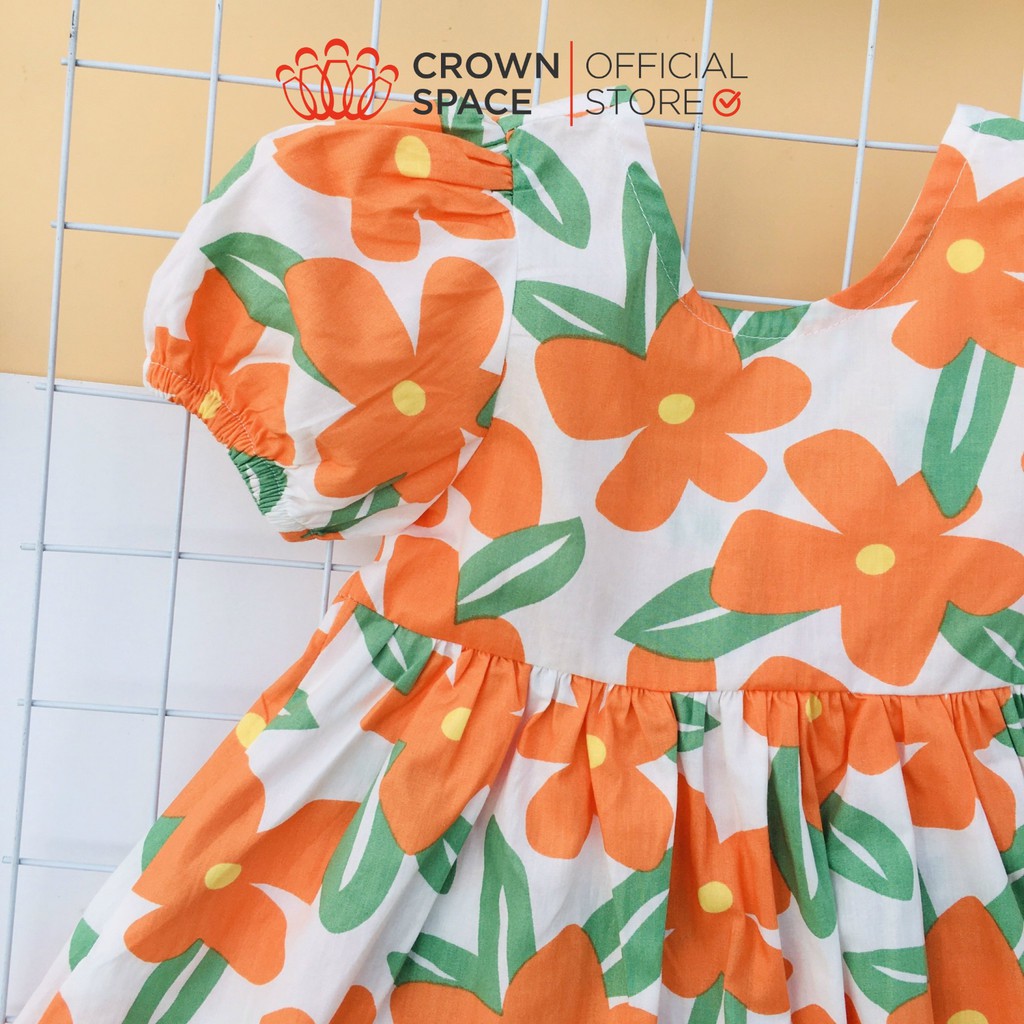 Váy Hoa Đậu Biếc Chính Hãng Crown Kids CKGS2811109 Size Từ 1-6 Cotton Thoáng Mát