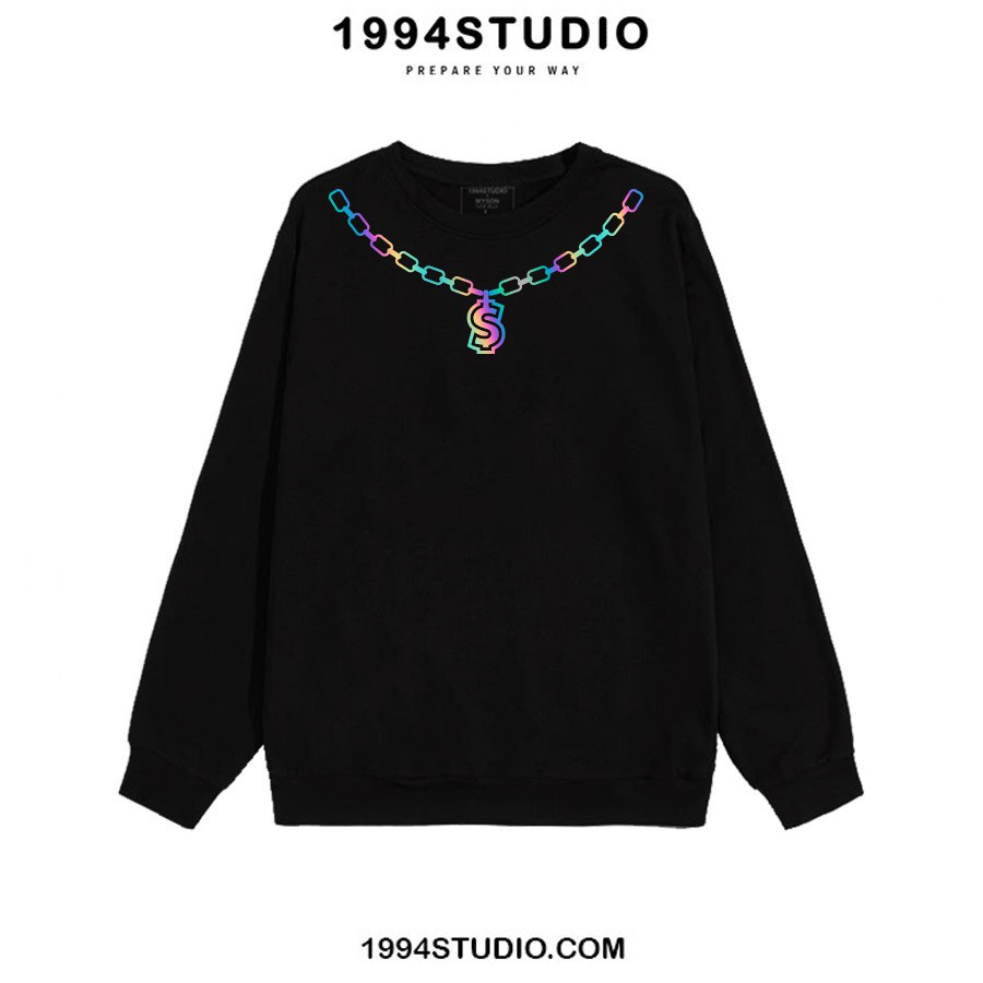 Áo Sweater in hình Money Necklace Phản Quang 7 màu Áo nỉ Nam Nữ Dài tay Unisex in hiệu ứng Hologram