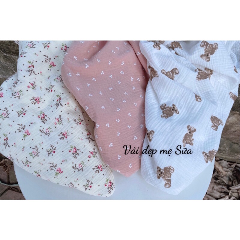 Xô muslin mềm mát quả cherry