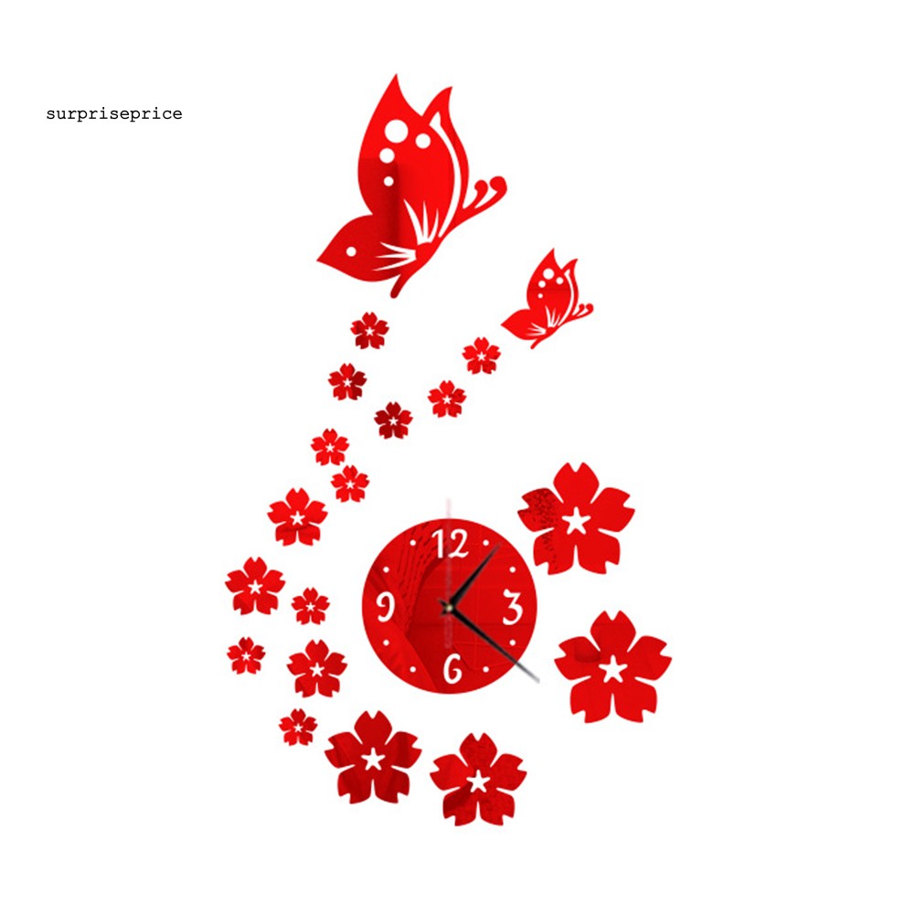 Đồng hồ dán tường tráng gương trang trí phòng nhà hình bướm 3D tinh xảo