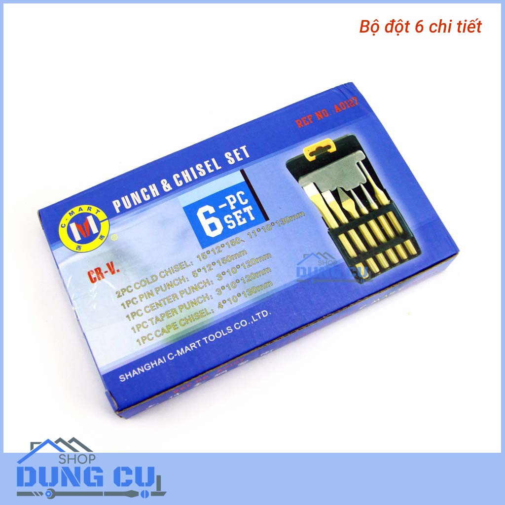 Bộ đục và đột sắt 6 chi tiết thép CR-V